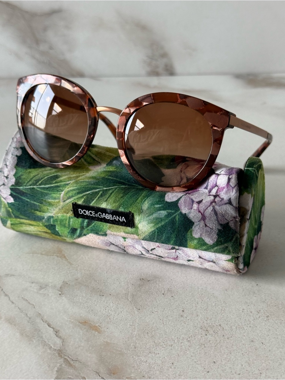 Dolce & Gabbana Brown Tortoise Round Women's Sunglasses